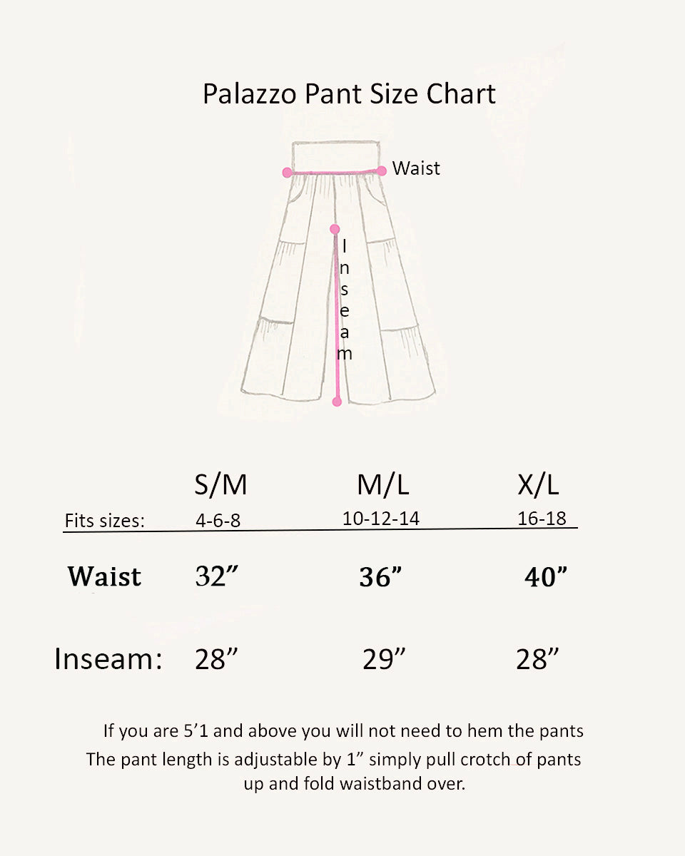 Palazzo Pant Size Chart | GRASS by Gitika Goyal